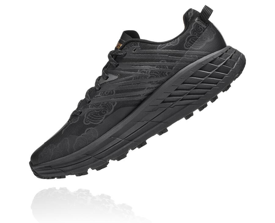 Tenis Hoka One One Trail Hombre Negros/Dorados - Speedgoat 4 Cny - DOKS58642